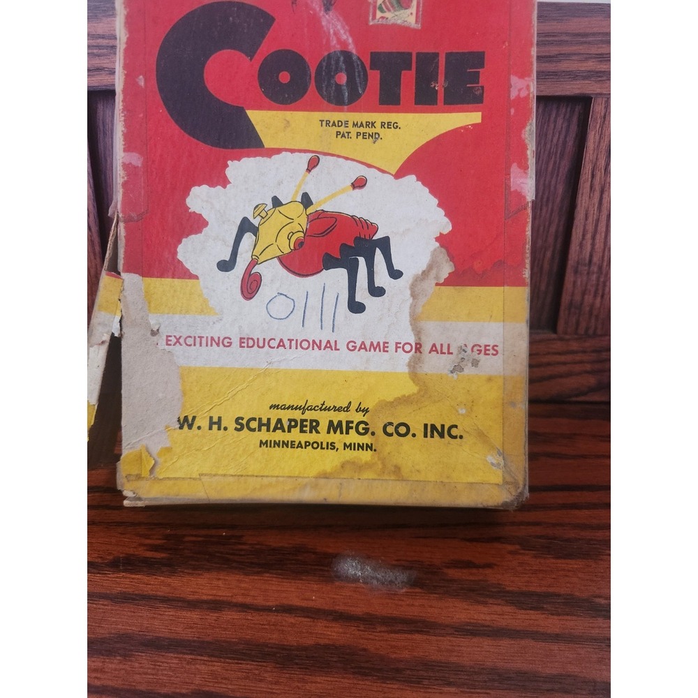 Vintage Game Of Cootie 1949 Original Box W.H. Schaper Manufacturing - Picture 2 of 10